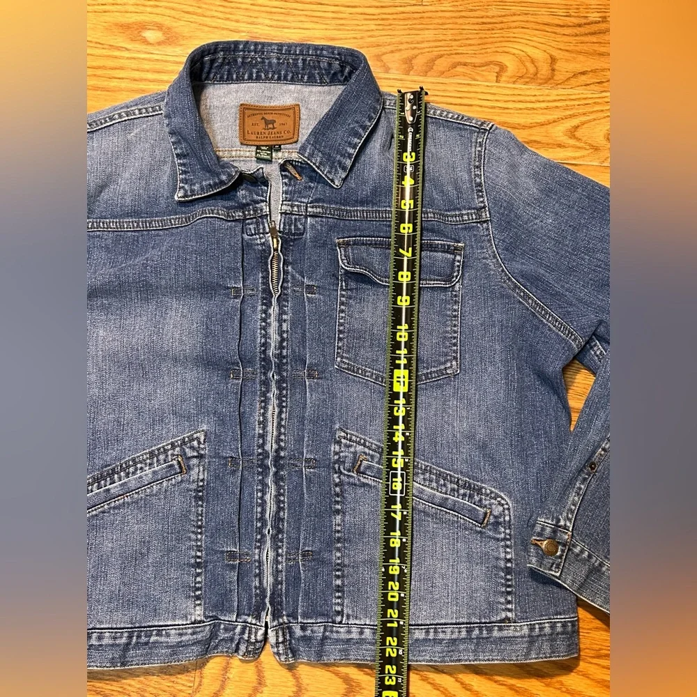 Vintage Y2K Lauren Jeans Co Ralph Lauren Denim Zip‎ Front Stretch Jean Jacket 2X - Picture 4 of 13